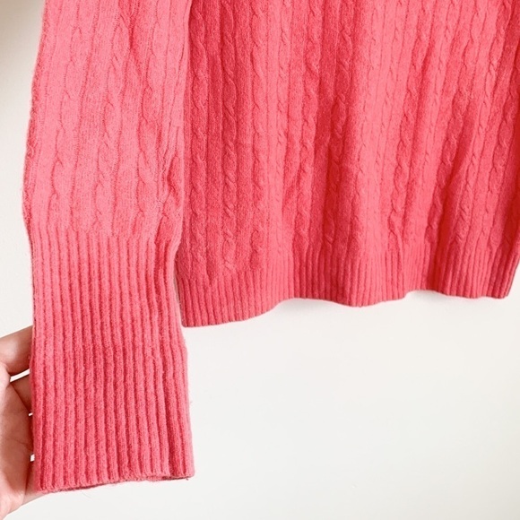 J. Crew Barbie Pink Cable Knit Turtle Neck Sweater Small cashmere wool blend - Picture 4 of 9